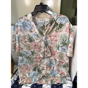 Women’s Alfred Dunner Short Sleeve Polyester Blouse Elastic Waist 24W Floral